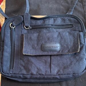 Navy blue nylon crossbody purse